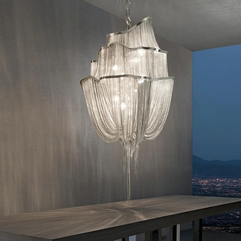 Aluminum Modern Chain Tassel Chandelier-Fullstarlighting