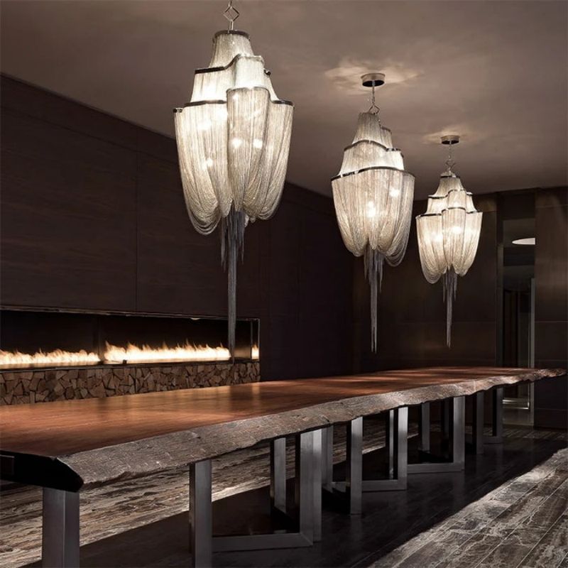 Aluminum Modern Chain Tassel Chandelier-Fullstarlighting