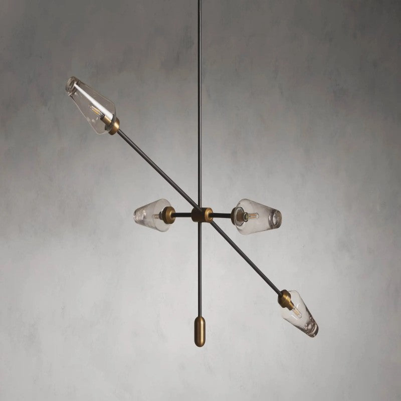 Arrow Bronze Glass Chandelier-Fullstarlighting