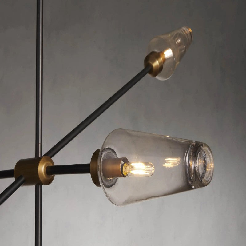 Arrow Bronze Glass Chandelier-Fullstarlighting