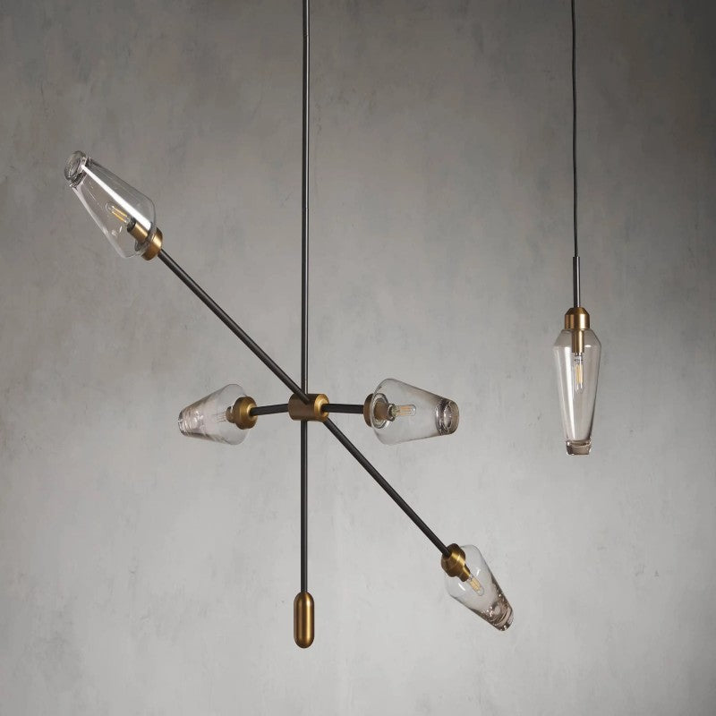 Arrow Bronze Glass Chandelier-Fullstarlighting