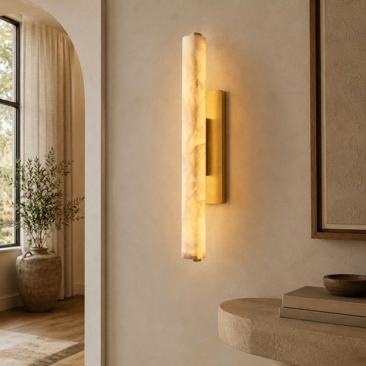 Audubon Alabaster Modern Single Sconce-Fullstarlighting
