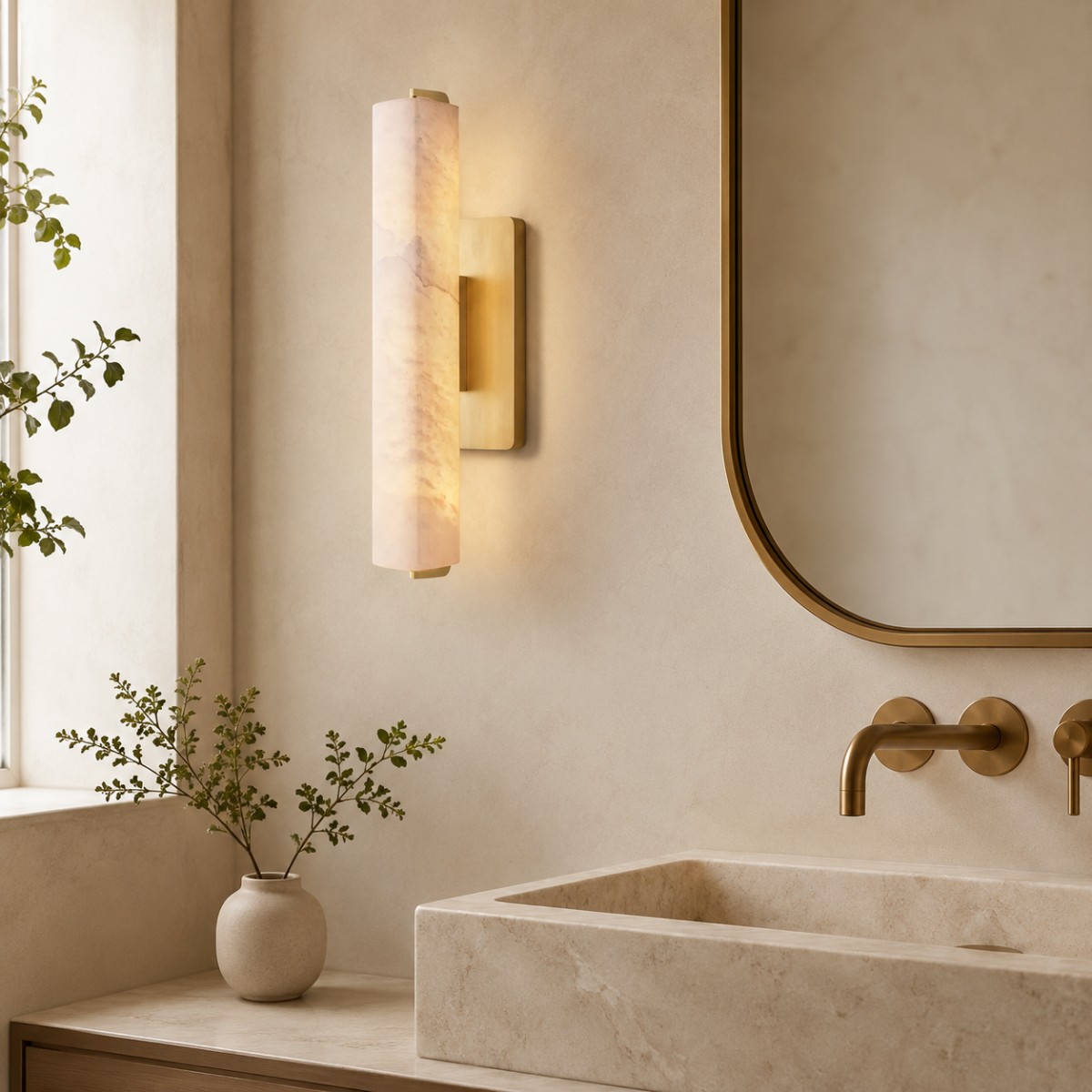 Audubon Alabaster Modern Single Sconce