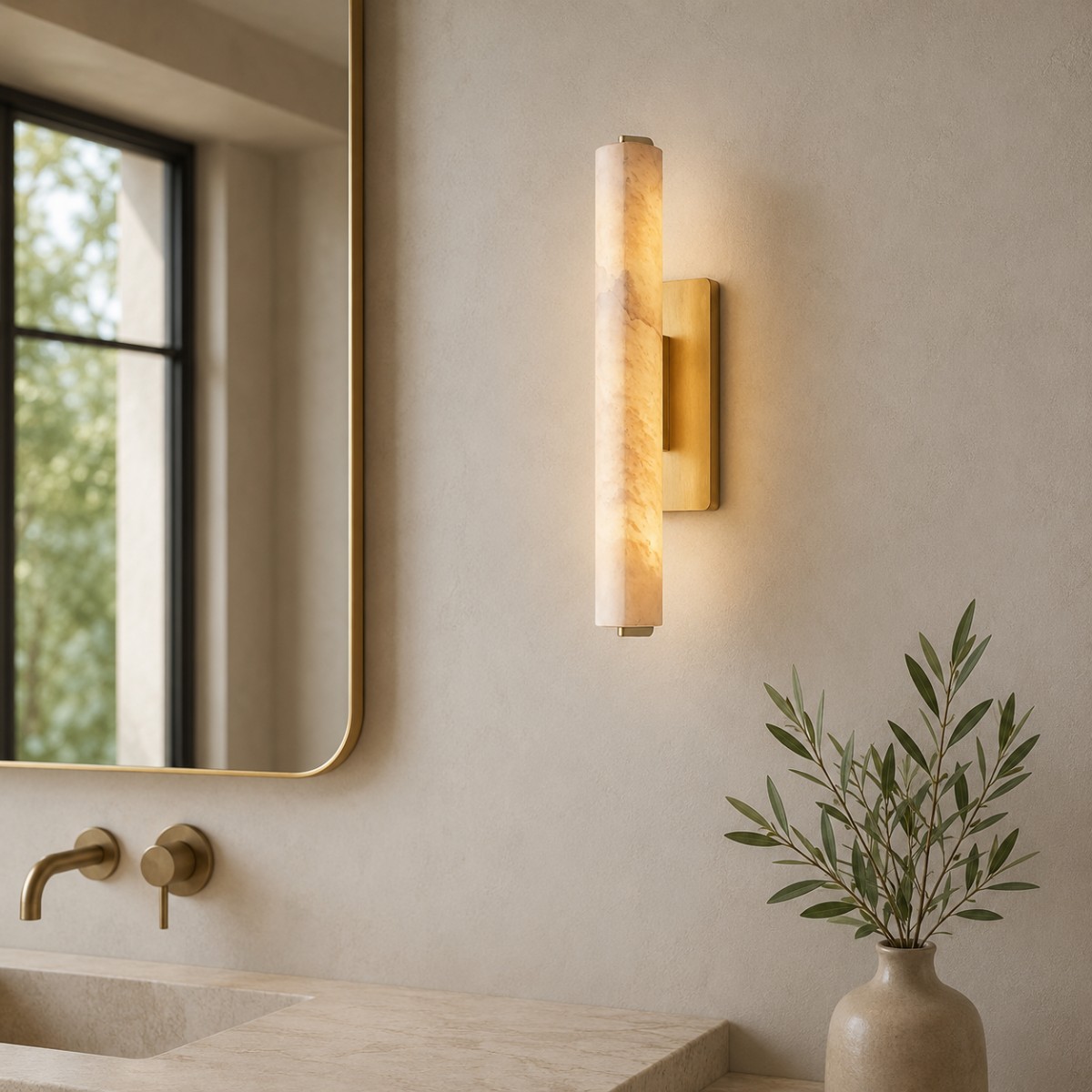 Audubon Alabaster Modern Single Sconce-Fullstarlighting