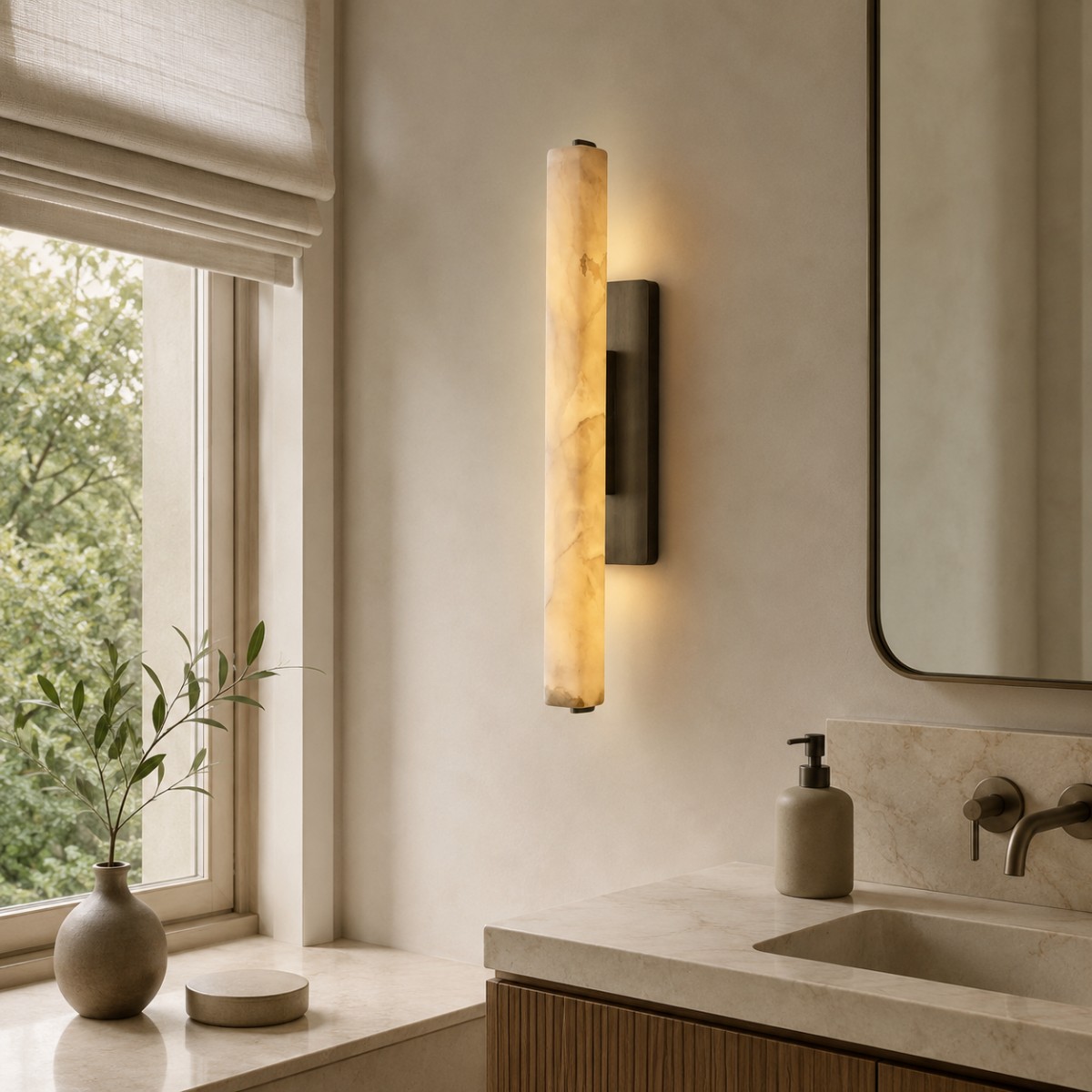 Audubon Alabaster Modern Single Sconce-Fullstarlighting