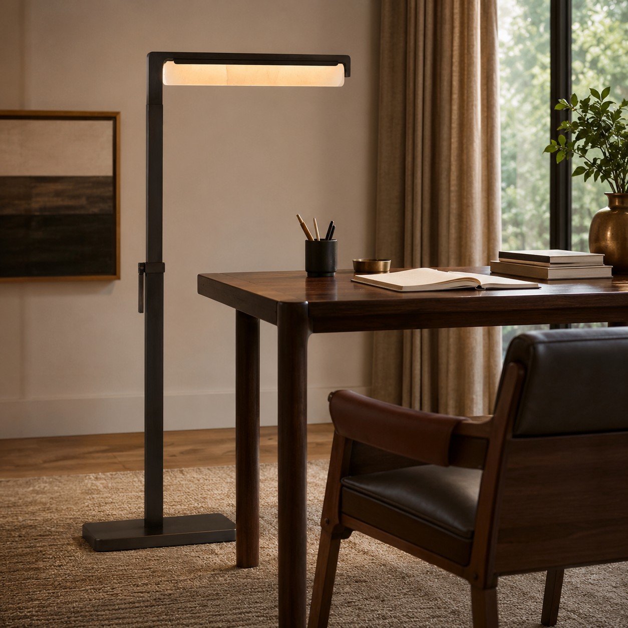 Audubon Alabaster Task Floor Lamp-Fullstarlighting