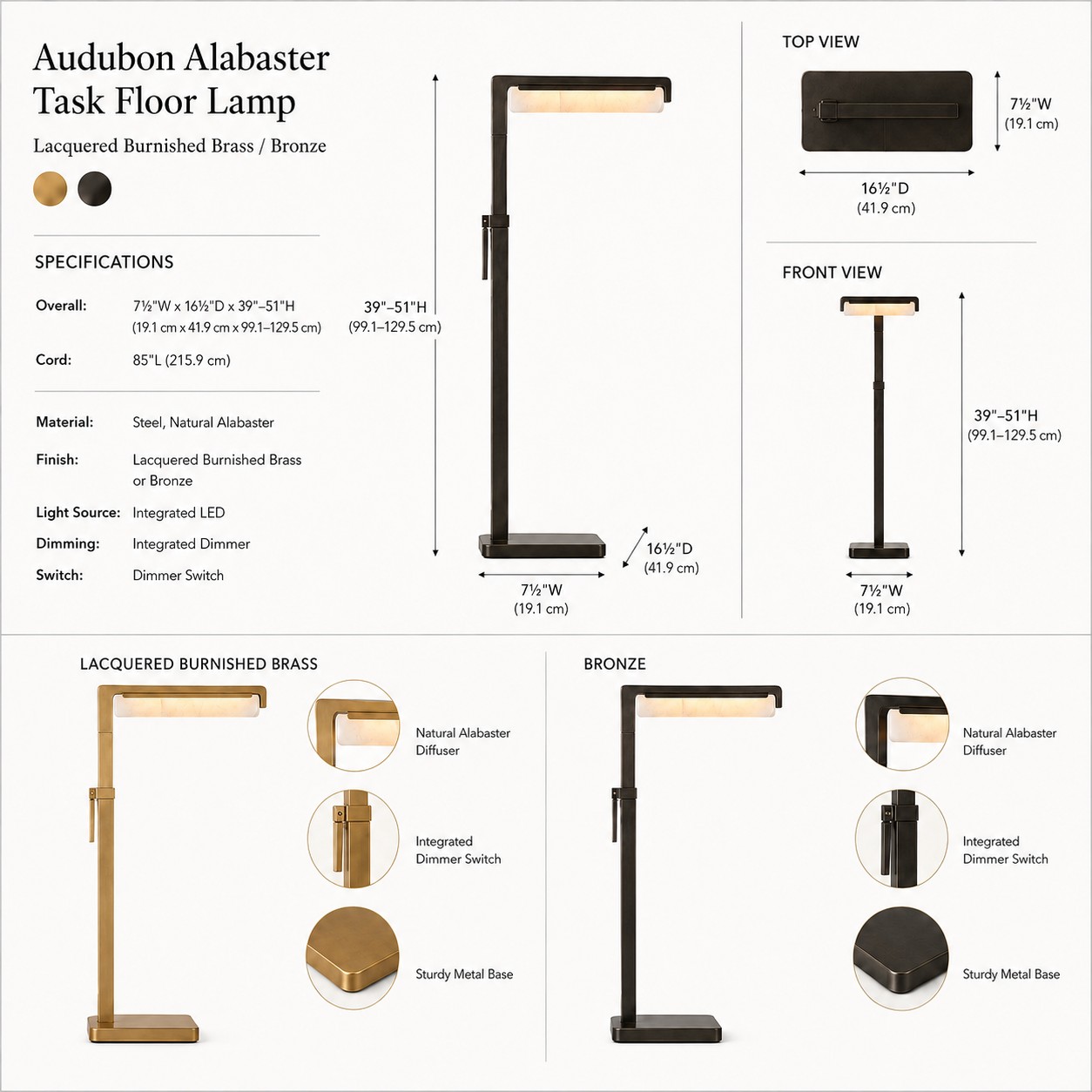 Audubon Alabaster Task Floor Lamp-Fullstarlighting