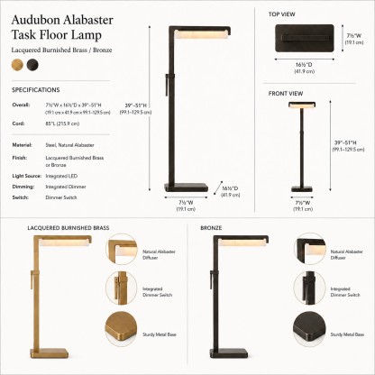 Audubon Alabaster Task Floor Lamp-Fullstarlighting