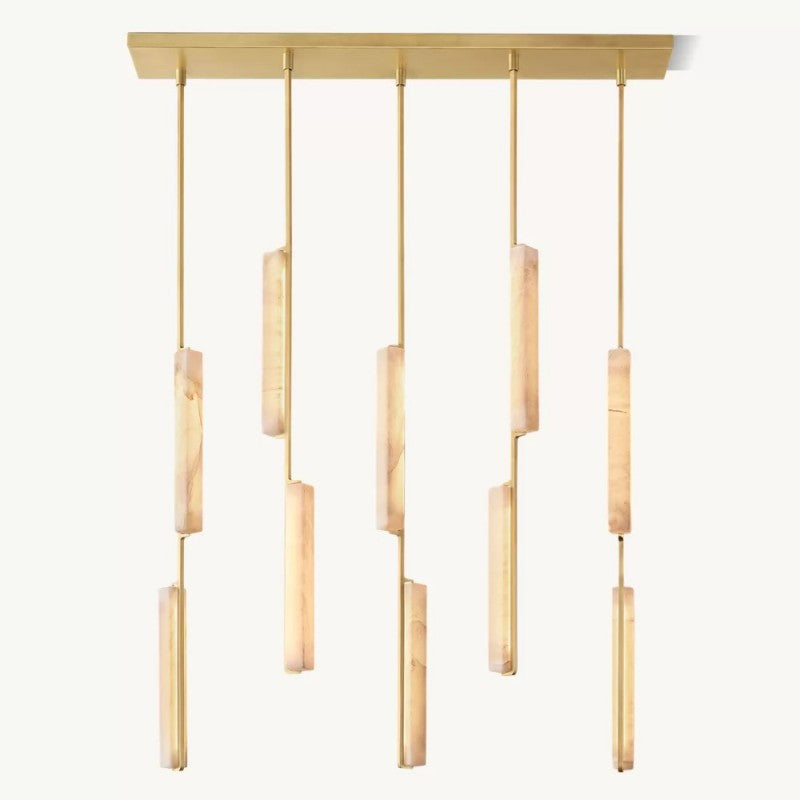 Niko 54-Inch Wine Glass Rectangular Brass Chandelier-Fullstarlighting