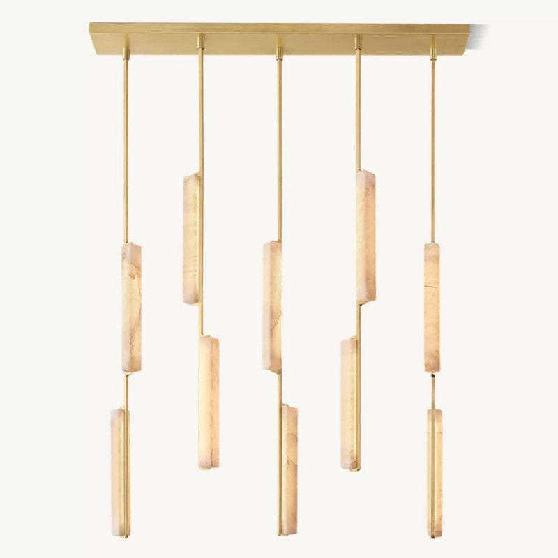 Niko 54-Inch Wine Glass Rectangular Brass Chandelier-Fullstarlighting