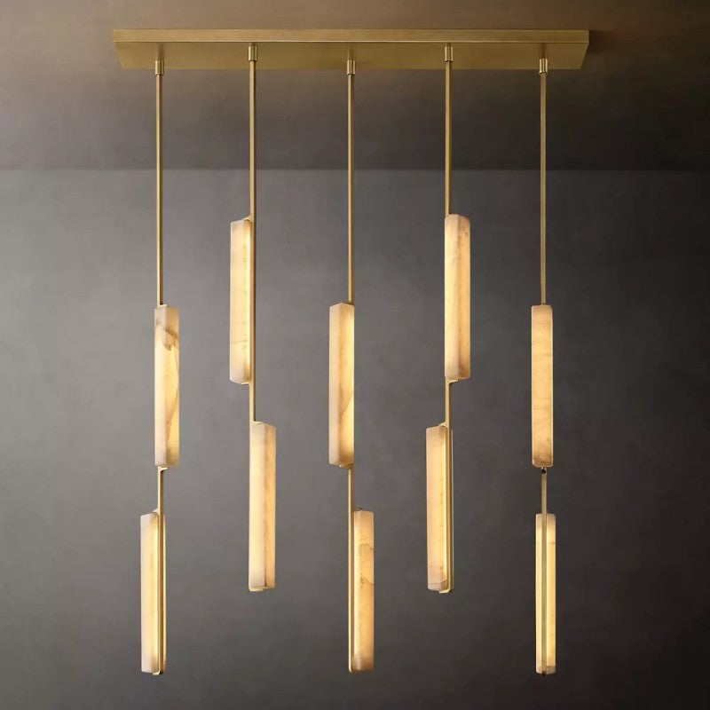 Niko 54-Inch Wine Glass Rectangular Brass Chandelier-Fullstarlighting