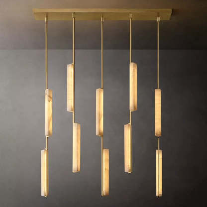 Niko 54-Inch Wine Glass Rectangular Brass Chandelier-Fullstarlighting