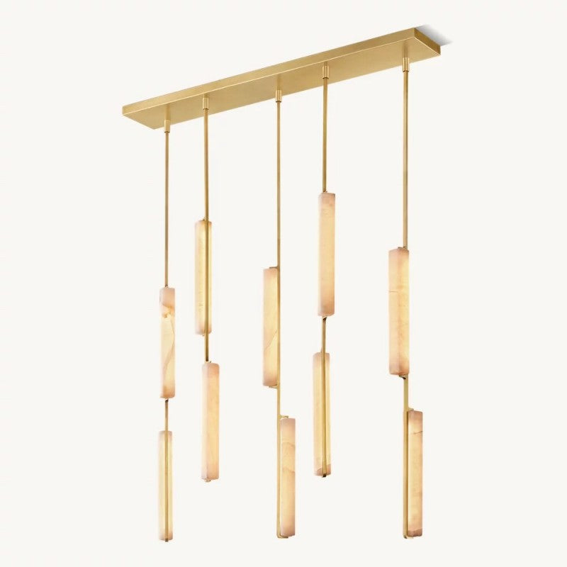Niko 54-Inch Wine Glass Rectangular Brass Chandelier-Fullstarlighting