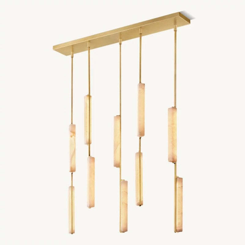Niko 54-Inch Wine Glass Rectangular Brass Chandelier-Fullstarlighting