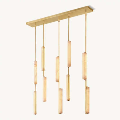 Niko 54-Inch Wine Glass Rectangular Brass Chandelier-Fullstarlighting