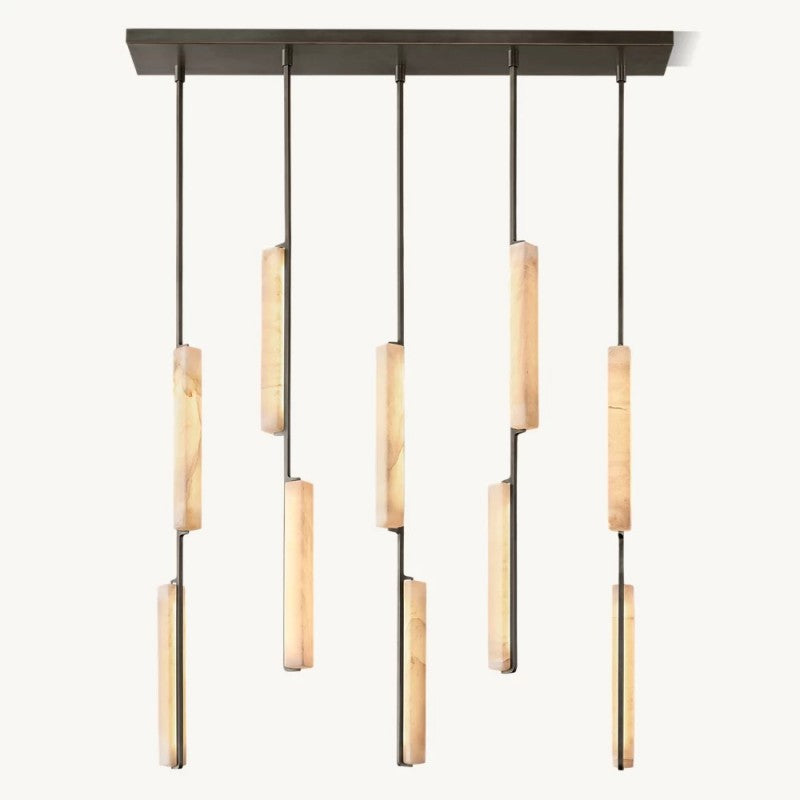 Niko 54-Inch Wine Glass Rectangular Brass Chandelier-Fullstarlighting