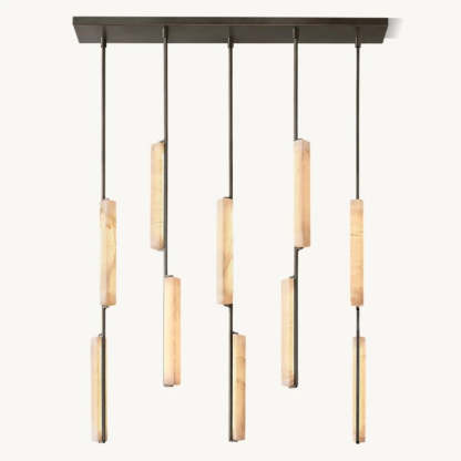 Niko 54-Inch Wine Glass Rectangular Brass Chandelier-Fullstarlighting
