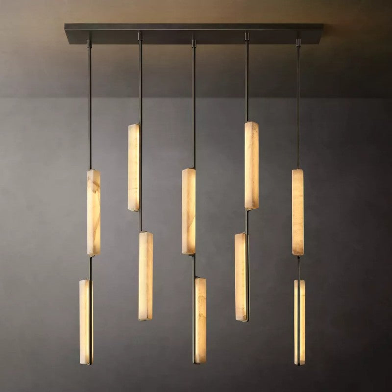 Niko 54-Inch Wine Glass Rectangular Brass Chandelier-Fullstarlighting