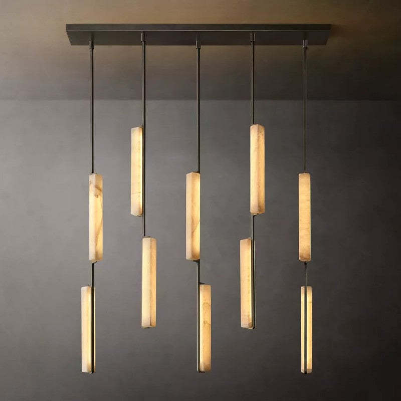 Audubon Alabaster Linear Chandelier 54",RH Chandelier,Living Room