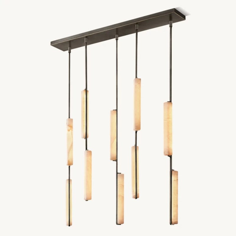 Niko 54-Inch Wine Glass Rectangular Brass Chandelier-Fullstarlighting