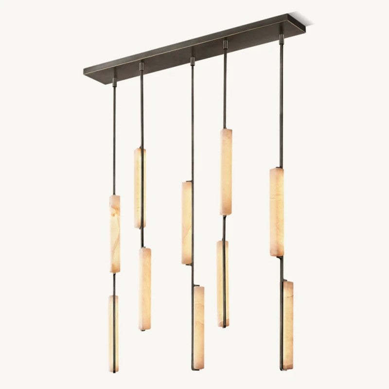 Niko 54-Inch Wine Glass Rectangular Brass Chandelier-Fullstarlighting