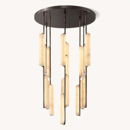 Audubon Alabaster Round Chandelier 40"-Fullstarlighting