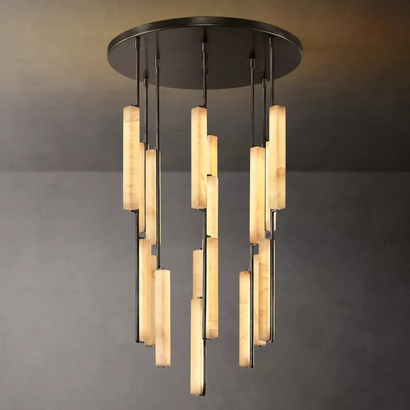 Audubon Alabaster Round Chandelier 40"-Fullstarlighting