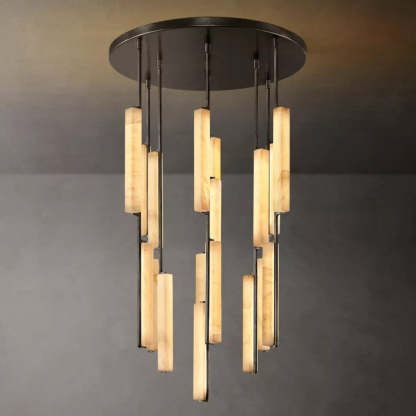 Audubon Alabaster Round Chandelier 40"-Fullstarlighting