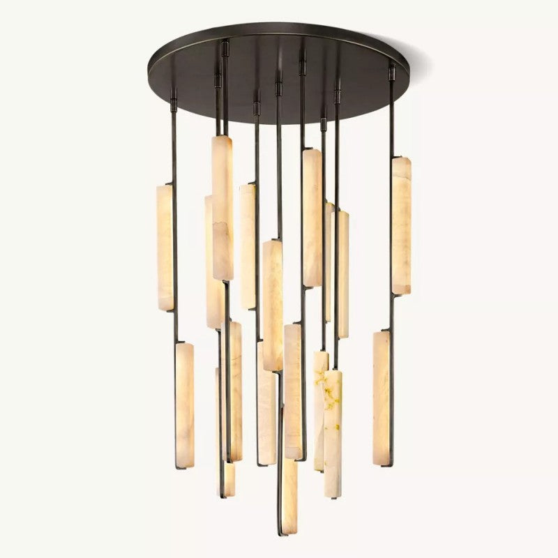 Audubon Alabaster Round Chandelier 40"-Fullstarlighting