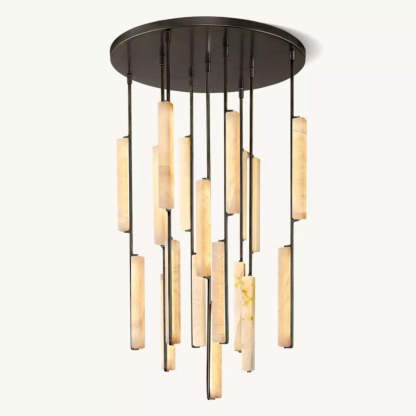 Audubon Alabaster Round Chandelier 40"-Fullstarlighting