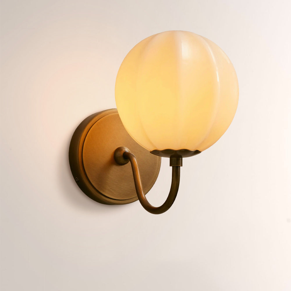 Aveline Gooseneck Ribbed Opal Glass Wall Sconce-Fullstarlighting