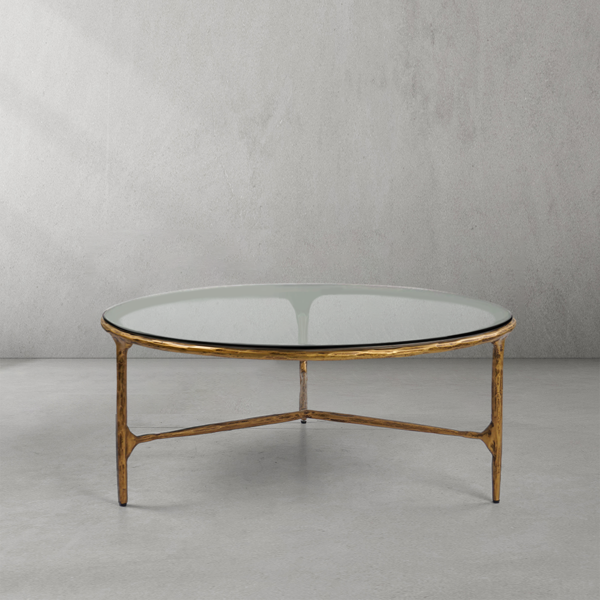 Thaddeus Glass Round Coffee Table 3 Legs 35"