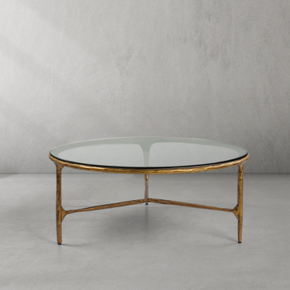 Thaddeus Glass Round Coffee Table 3 Legs 35"-Fullstarlighting