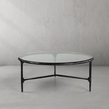 Thaddeus Glass Round Coffee Table 3 Legs 35"-Fullstarlighting
