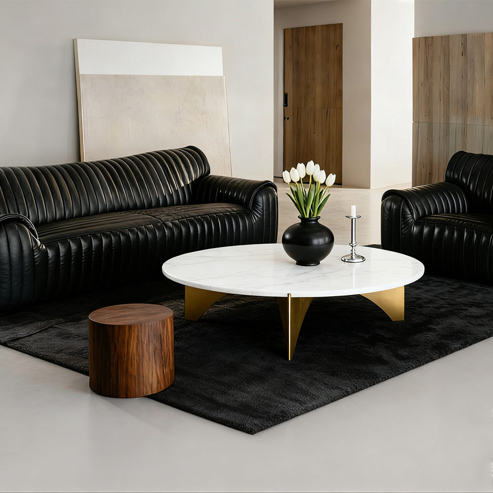 Baleno Marble and Brass Coffee Table-Fullstarlighting