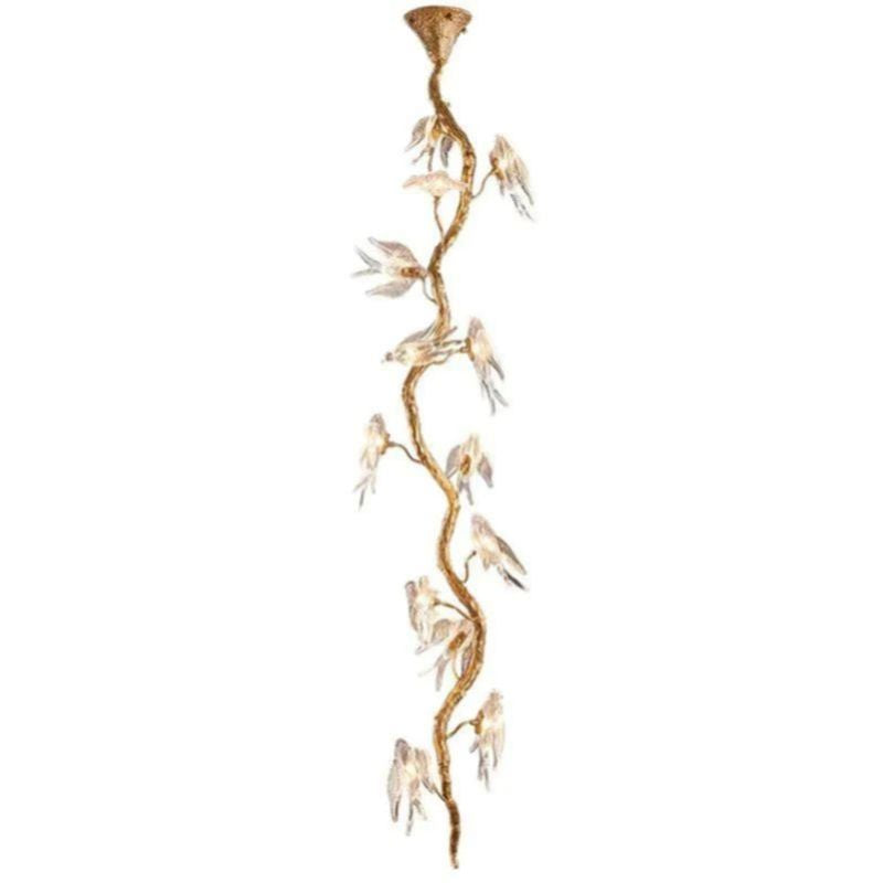 Bird Glass Tree Branch Chandelier For Staircase-Fullstarlighting