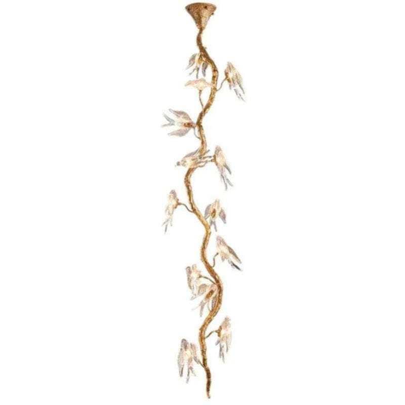 Bird Glass Tree Branch Chandelier For Staircase-Fullstarlighting