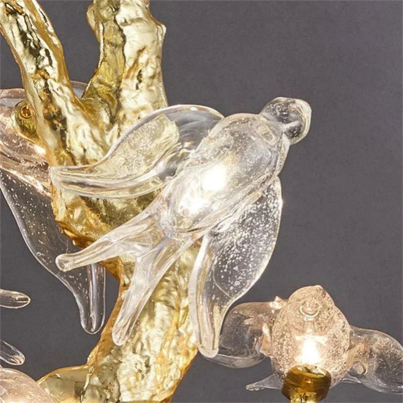 Bird Glass Tree Branch Chandelier For Staircase-Fullstarlighting