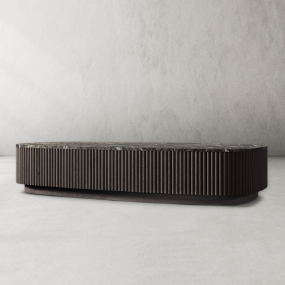 Mulholland Oak Wood & Stone Coffee Table-Fullstarlighting