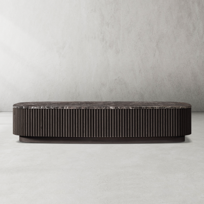 Mulholland Oak Wood & Stone Coffee Table-Fullstarlighting