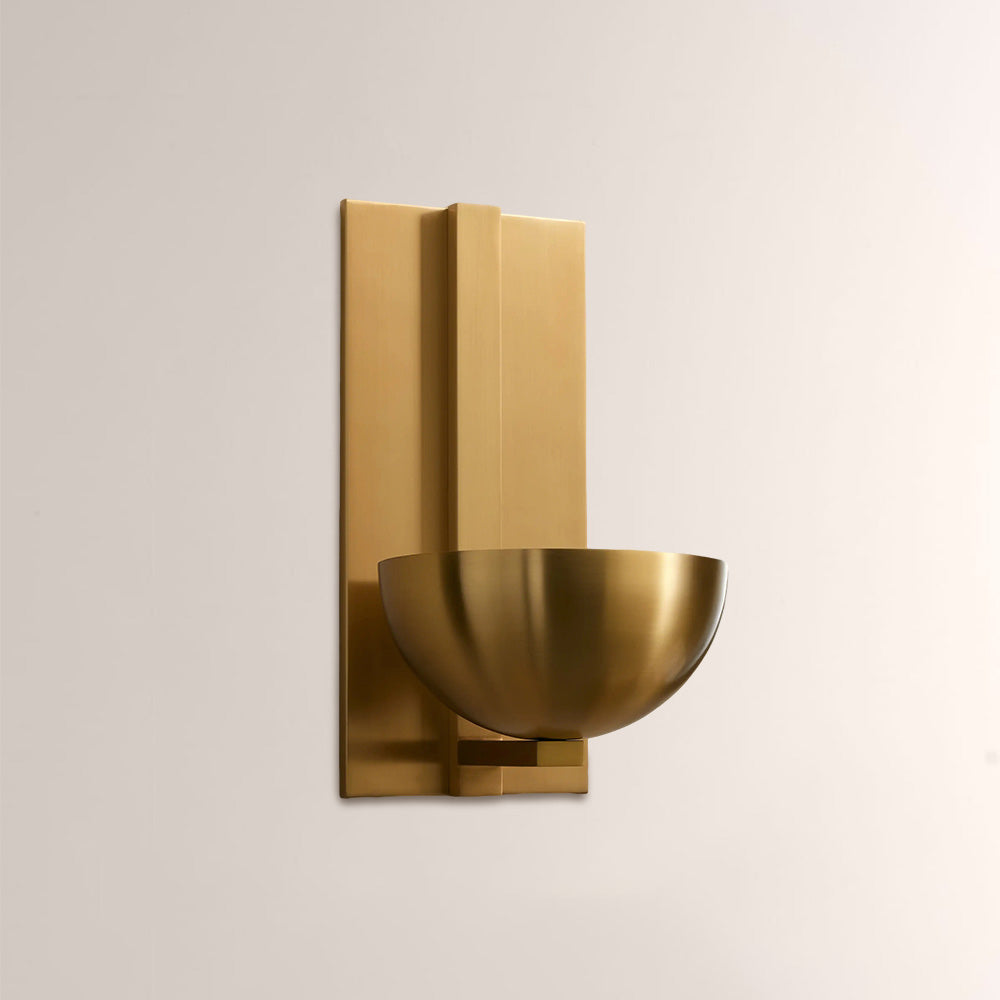 Briar Alabaster Bowl Wall Sconce with Brass Backplate-Fullstarlighting