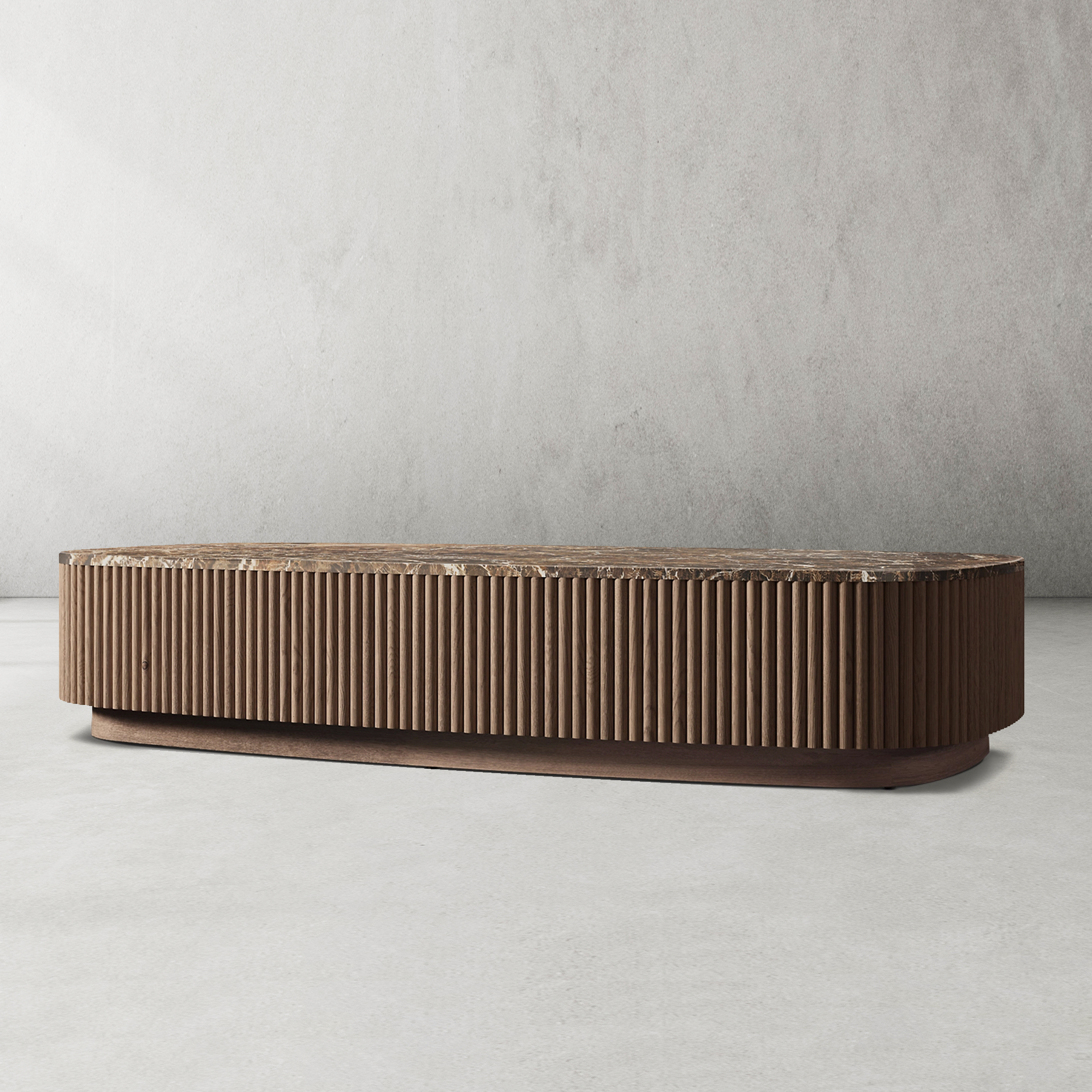 Mulholland Oak Wood & Stone Coffee Table-Fullstarlighting