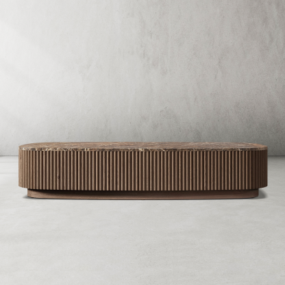 Mulholland Oak Wood & Stone Coffee Table-Fullstarlighting