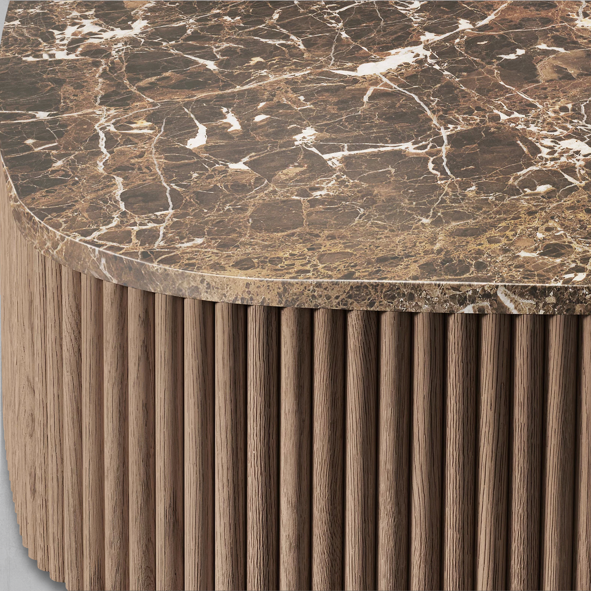 Mulholland Oak Wood & Stone Coffee Table-Fullstarlighting