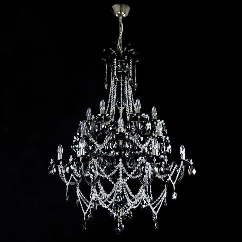Classical Grandiose Black 18 Light Crystal Chandelier-Fullstarlighting