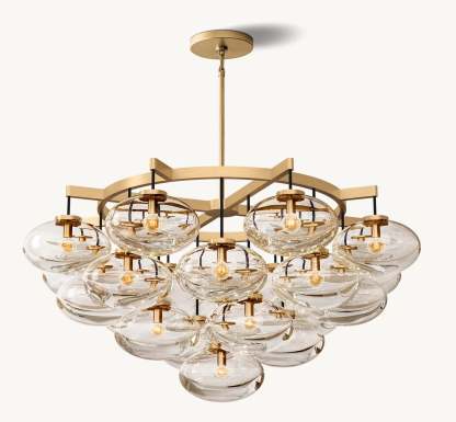 Cabrette Clear Glass Round Chandelier 48"