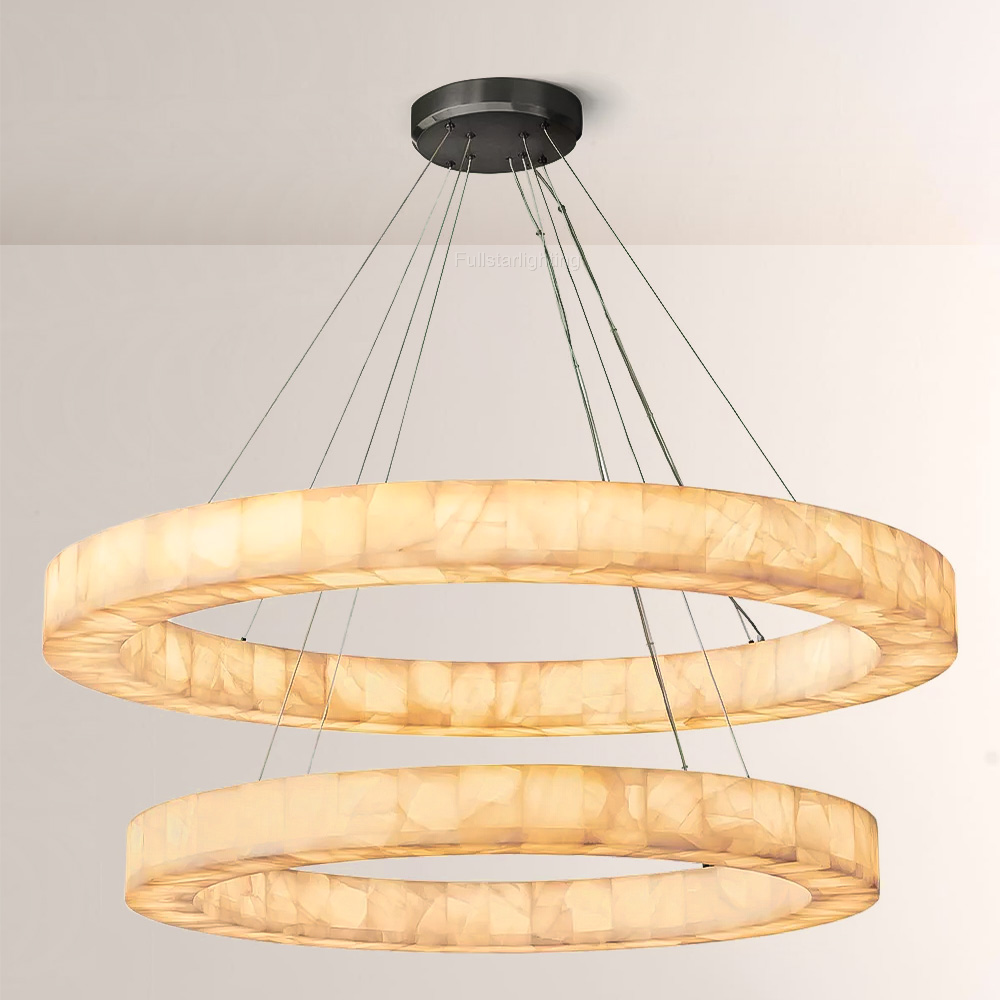 Erater 2-Tier Round Calcite Chandelier 60"