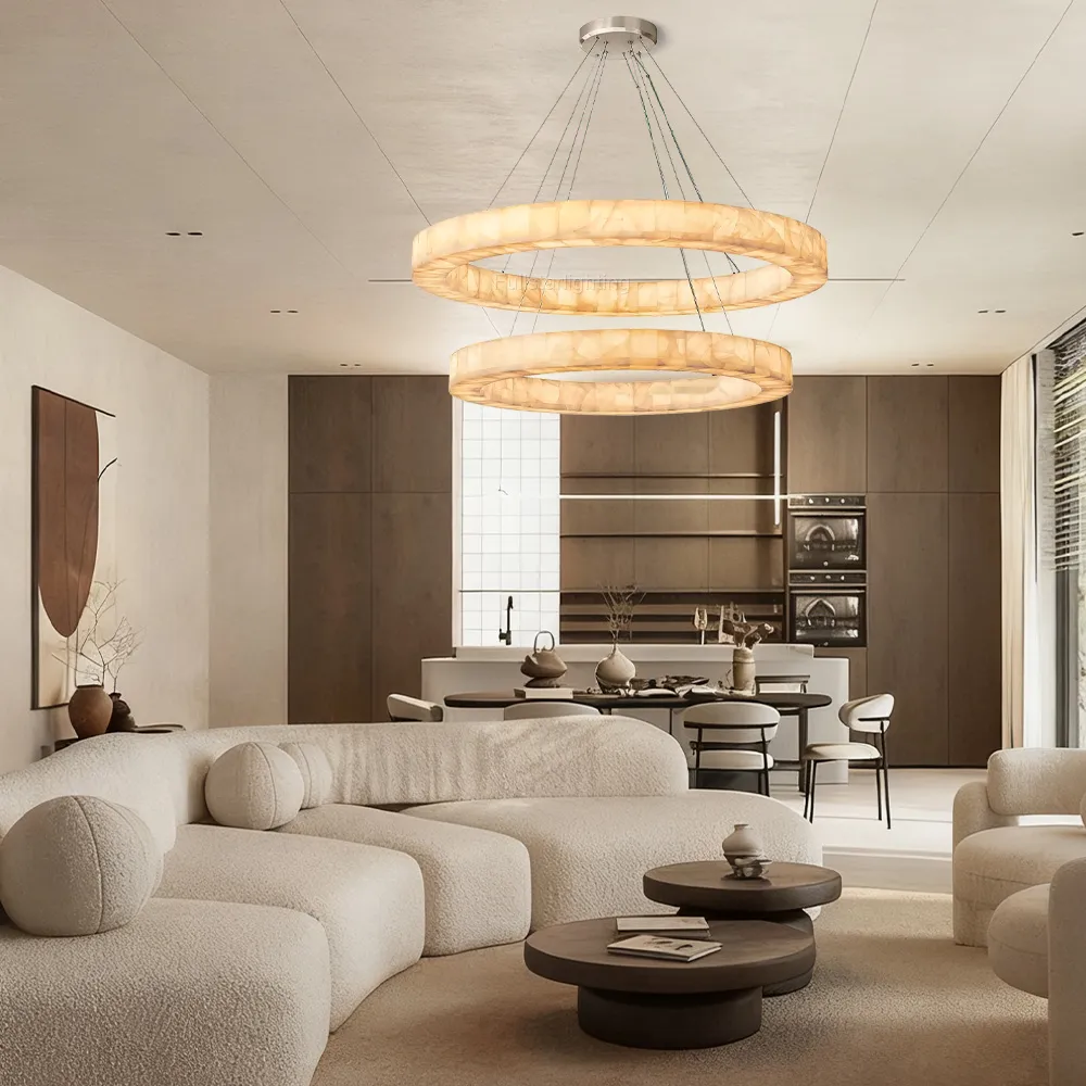 Erater 2-Tier Round Calcite Chandelier 60"