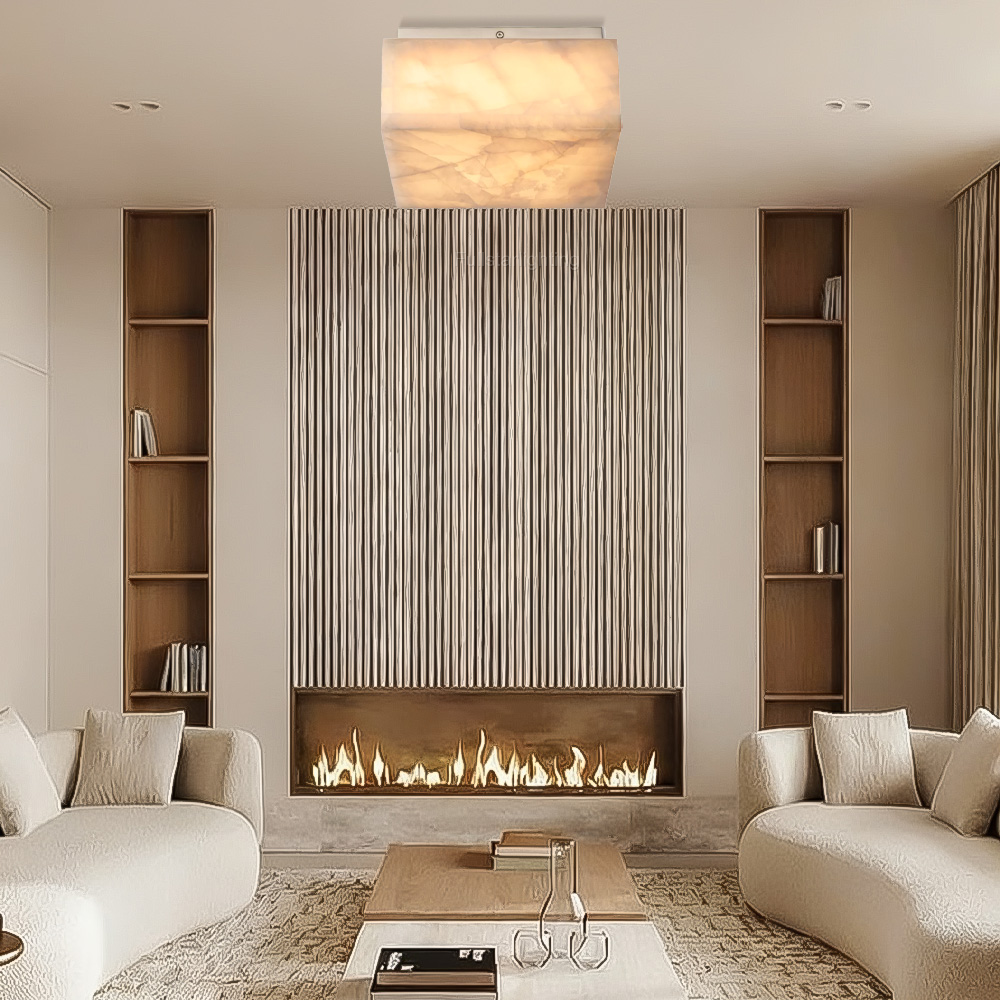 Erater Calcite Square Flushmount 6"10"14"