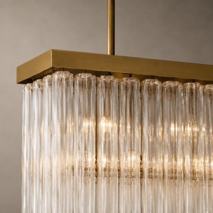 Calion 54-Inch Rectangular Fluted Glass Chandelier-Fullstarlighting